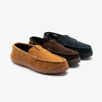 Mens Twin Gore Suede Moccasin Slipper Shoes
