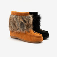 Fur Beaded Moccasin Boot For Women