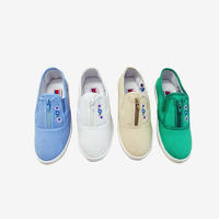 Breathable Canvas Slip On Zip-up Sneaker With Sunflower Embroidery